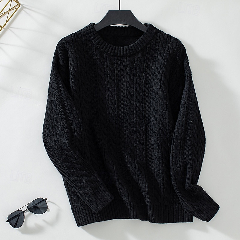 Per donna Felpa Giornaliero Da ufficio Essenziale Tinta unica Cavi Girocollo Testurizzato Manica lunga Top regolari Maglia Fine settimana Nero Beige Autunno Inverno del 2025 a $52.99 –P7