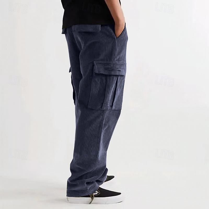 2025年 男性用 スウェットパンツ コーデュロイパンツ ズボン カーゴスウェットパンツ ポケット ドローストリング 弾性ウエスト 平織り 履き心地よい スポーツ・アウトドア 日常 ファッション カジュアル アーミーグリーン ブラック マイクロエラスティック  コレクション – $26.99 –P3