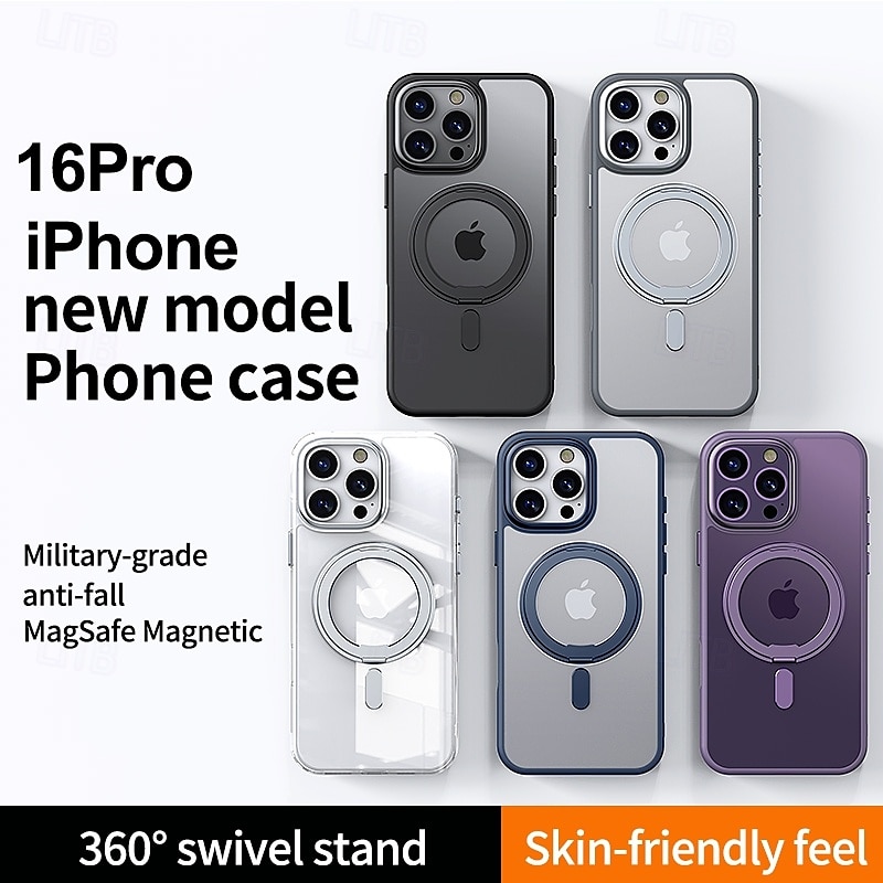Магнитный чехол с кольцом-подставкой для iPhone 16e 16 Pro Max 15 Pro Max Plus 15 14 Pro Max Plus 13 12 11 Pro Max – ударопрочная прозрачная задняя крышка с подставкой 2025 - $21.99 –P1