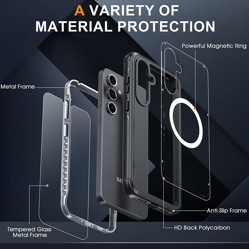 Phone Case For S24 FE S25 Ultra Back Cover Magnetic Support Wireless Charging Shockproof Retro TPU Acrylic 2025 - $20.99 –P7