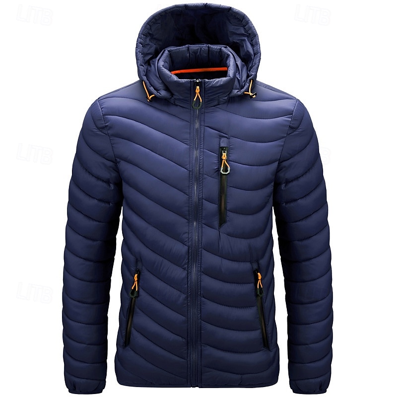 Pánské Prošívaná bunda Puffer Jacket Zimní bunda Puffer Zima Venkovní Tepelná izolace Balitelné Lehká váha Odnímatelné víčko Svrchní oblečení Lehká bunda Puffer Puffy Coat Celý Zip Rybaření Lezen 2025 - $55.99 –P4