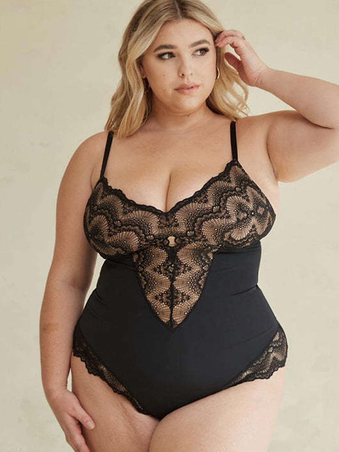 Roupa de dormir modeladora de malha de renda feminina - roupas de casa de cor sólida de nylon e elastano de 2025 por $37.99 –P3