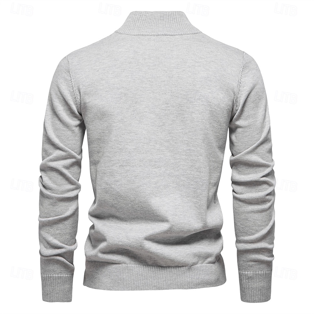 Pánské Plést Pevná barva Poloviční zip Úplet Elegantní Vánoční dárky Domů Oblečení Podzim Zima Světle šedá S M L 2025 - $26.99 –P4