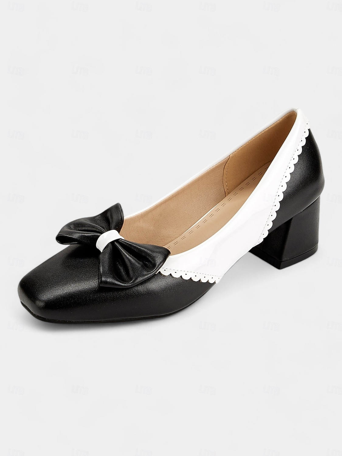 Women's Black and White Block Heel Pumps with Bow Detail – Vintage-Inspired Low-Heel Shoes for Office, Casual, and Dressy Occasions 2025 - $54.99 –P9