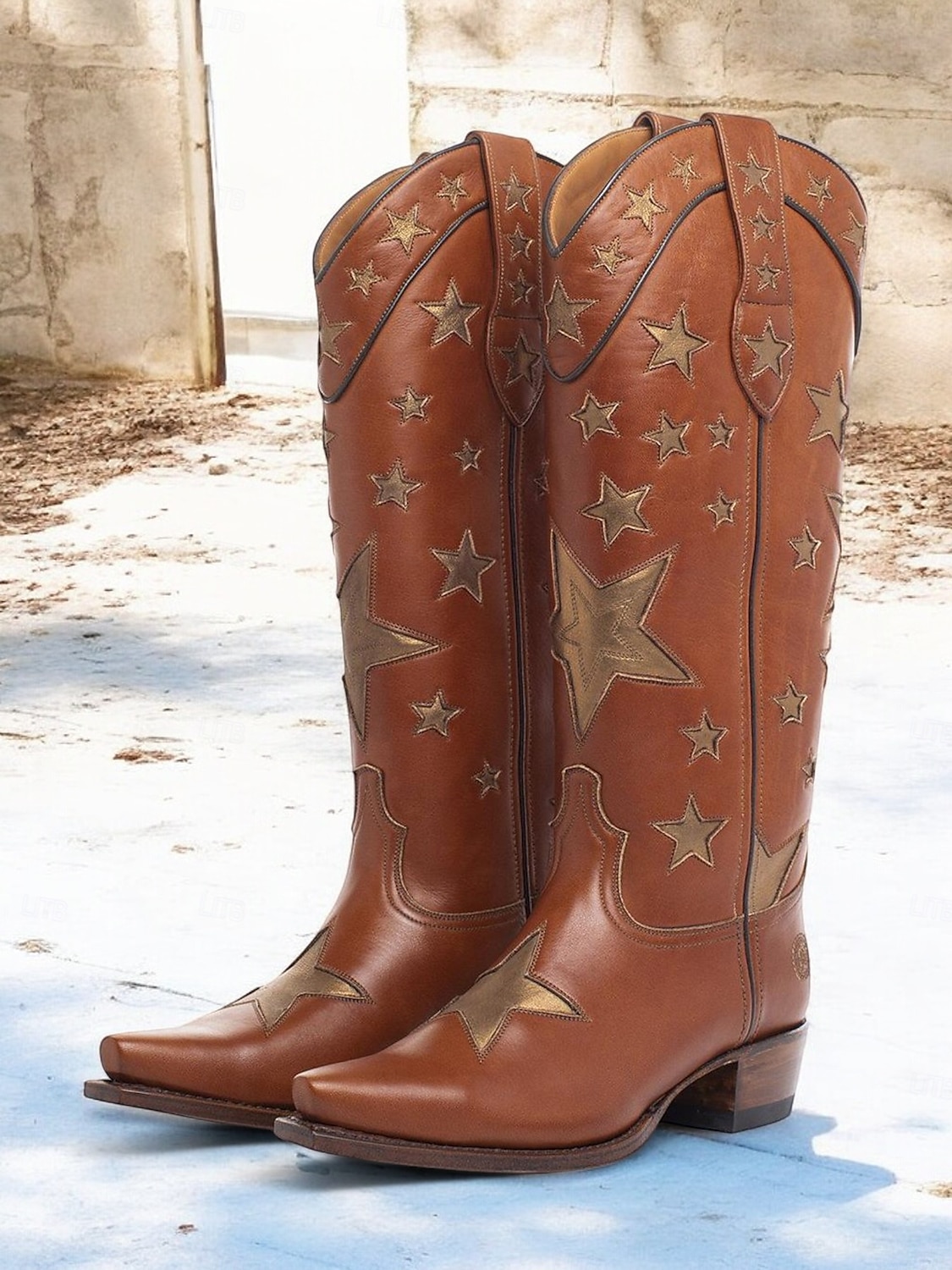 czarne, kowbojskie buty w stylu western z wzorem w gwiazdy i białymi kontrastowymi zdobieniami – stylowe buty ze sztucznej skóry do rodeo, stylu country i na co dzień 2025 - $84.99 –P3