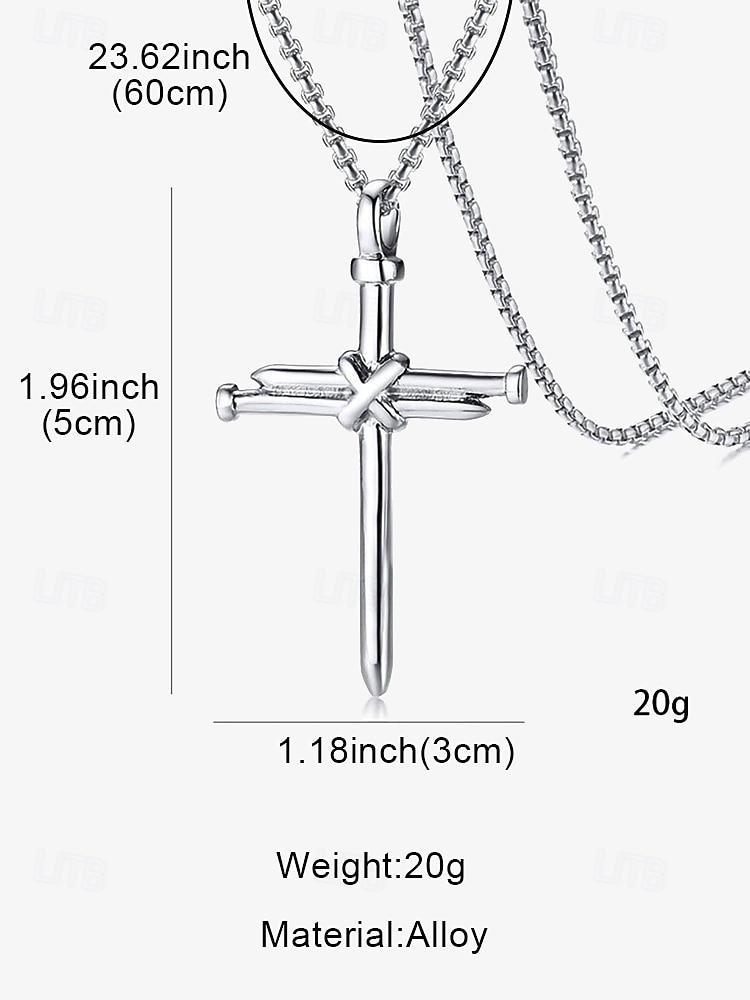 collier croix en acier inoxydable pour homme – pendentif religieux avec motif clou et chaîne de 2025 ? $8.99 –P7