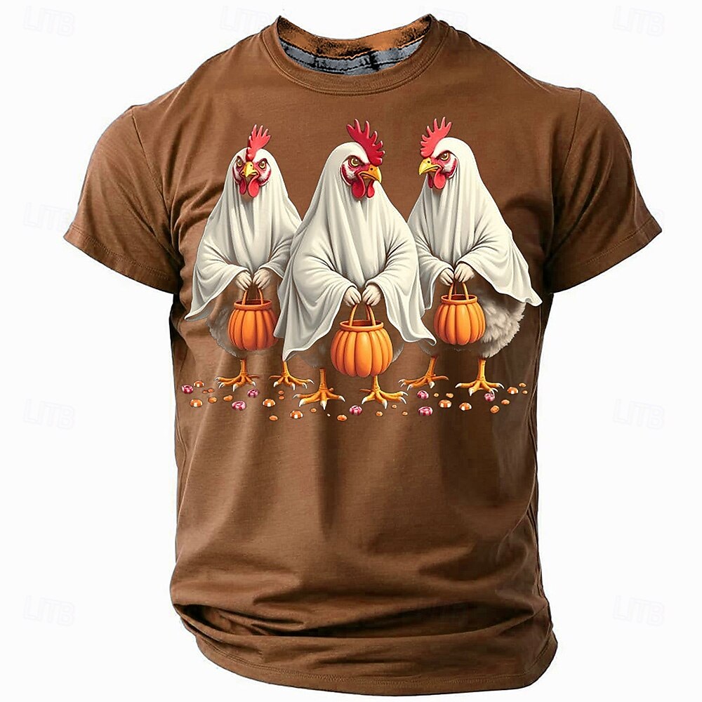 Halloween Pánské Dýně Kohout Tričko tričko 3D tisk Tričkový Košile Módní Oblečení na atletiku ulice Outdoorové sporty Černá Fialová Hnědá Léto Jaro Oblečení S M L XL XXL XXXL 2025 - $15.99 –P6