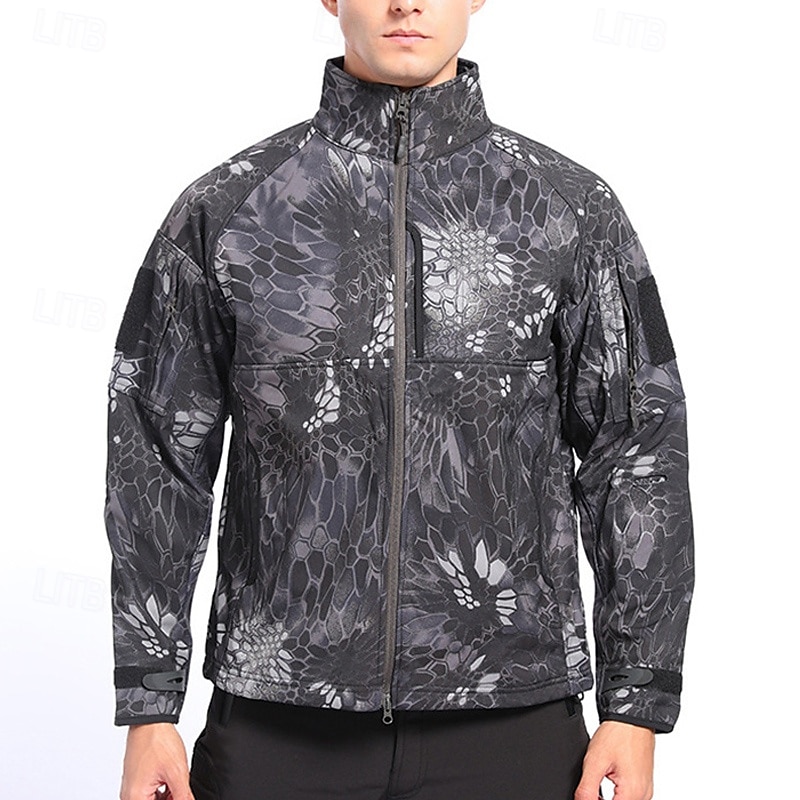 Herren Outdoorjacke Soft Shell Jacke Wanderjacke Winter Draussen Patchwork warm Fleece-Futter Wasserdicht Windundurchlässig Vliesjacken Warme taktische Jacke Voller Reißverschluss Klettern Camping 2025 - $56.99 –P12