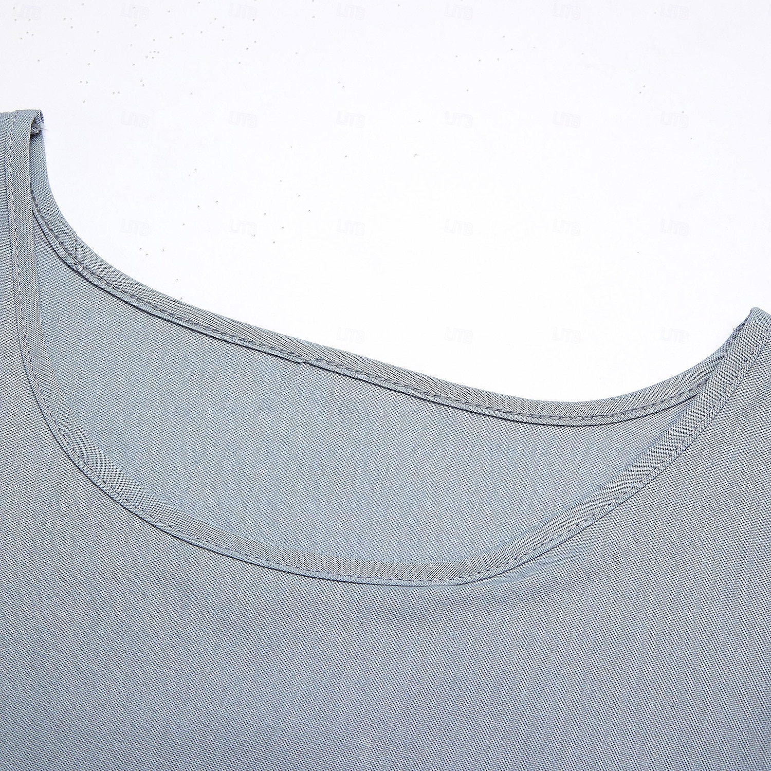Ensembles en coton et lin pour femmes, ensembles deux pièces, couleur unie, mode, col rond, rue, quotidien, 2 pièces, blanc, bleu, kaki, gris, printemps et automne de 2025 ? $35.99 –P7