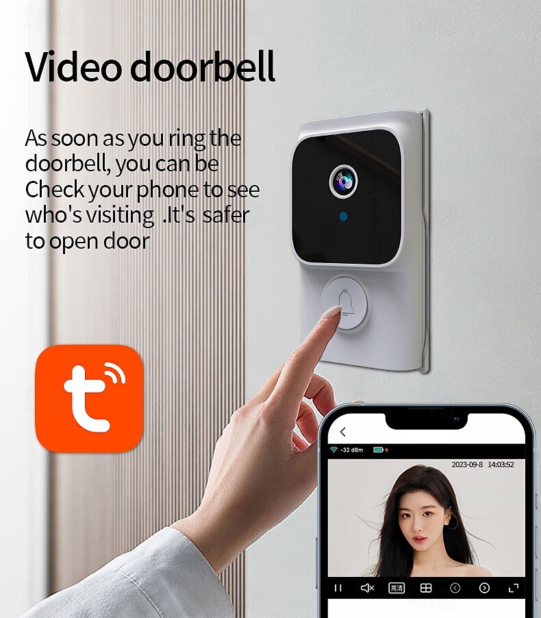 Wireless Video Doorbell Camera Visual Smart IP Doorbell Night Vision Real-Time Monitoring Remote Intercom Security Door Bell 2025 - $31.99 –P4