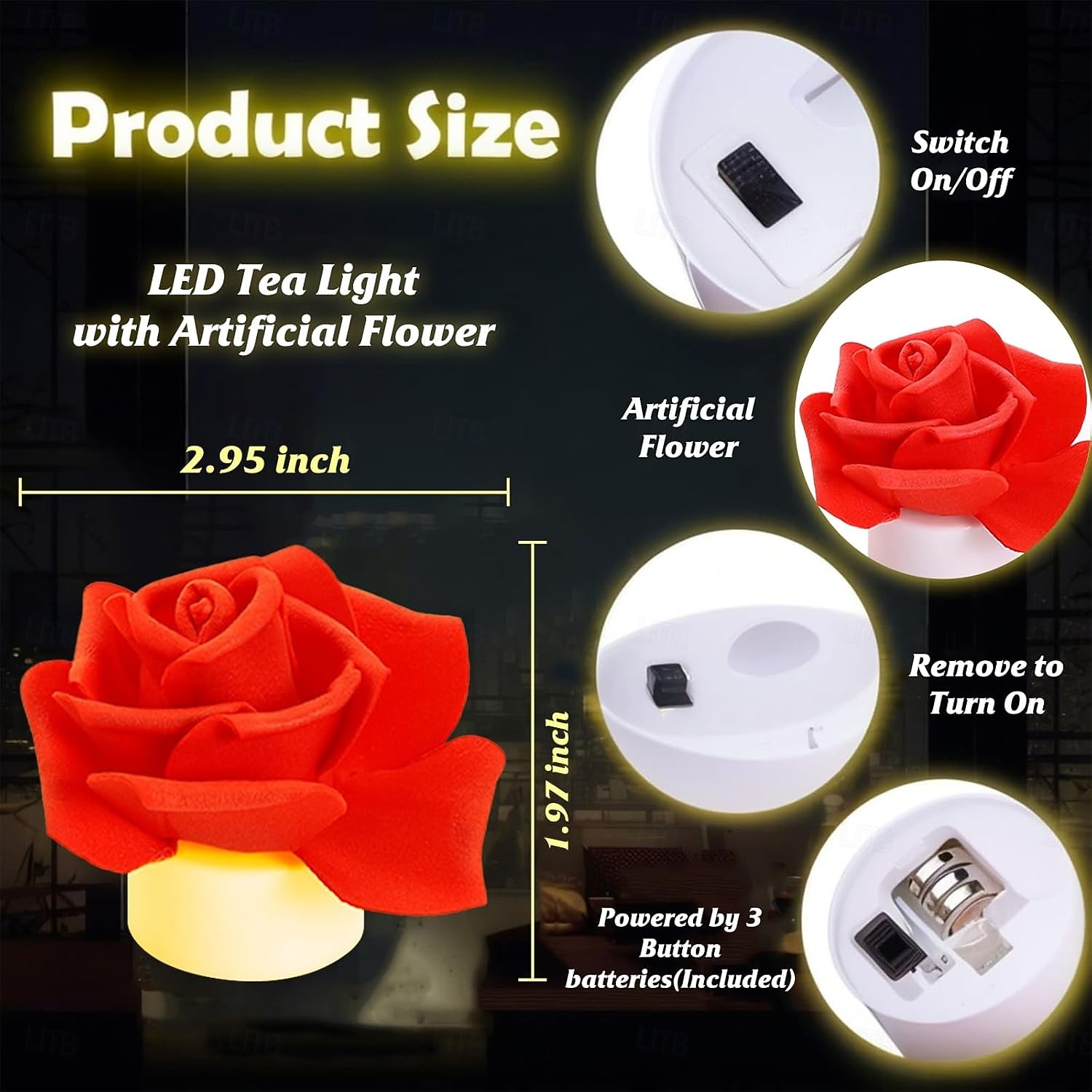 12 stuks led-theelichtjes, kunstmatige rozenblaadjes, elektrische kaars, romantische vlamloze kaars, op batterijen, kerst, valentijn, bruiloft, verjaardag, feest, scènedecoratie 2025 - $22.99 –P1