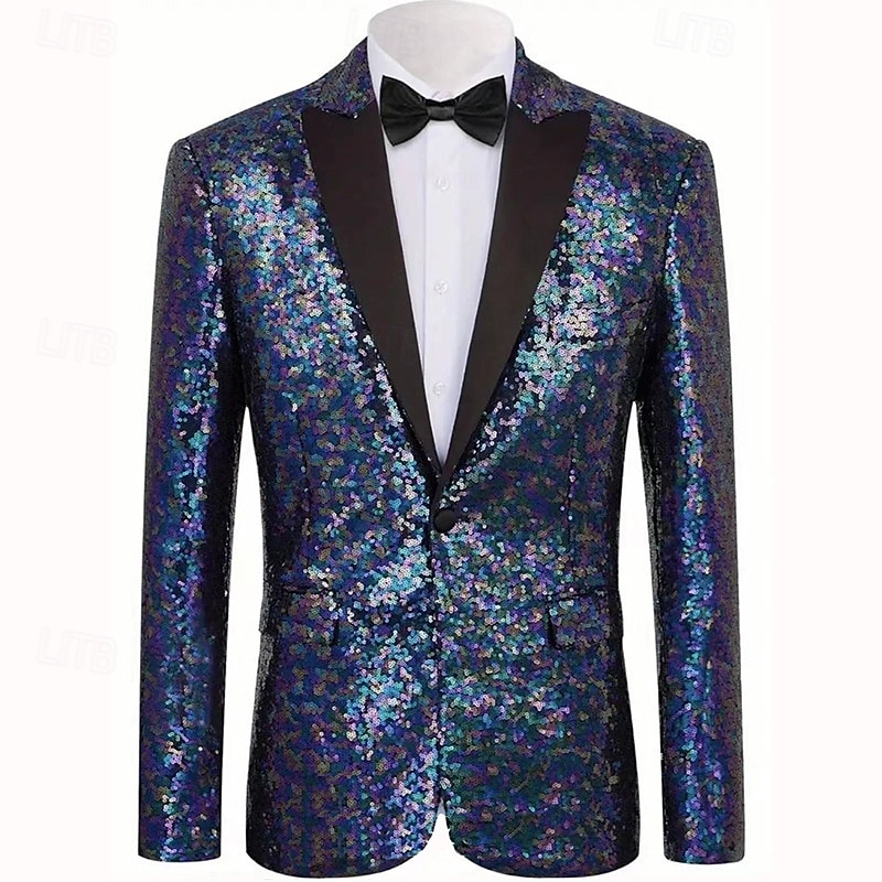Per uomo Blazer Palcoscenico Cocktail party Ricevimento di matrimonio Moda Casual Primavera & Autunno Poliestere Plaid A righe Tasca Bottoni Confortevole Monopetto Giacca Argento Nero Rosso Blu del 2025 a $58.99 –P3