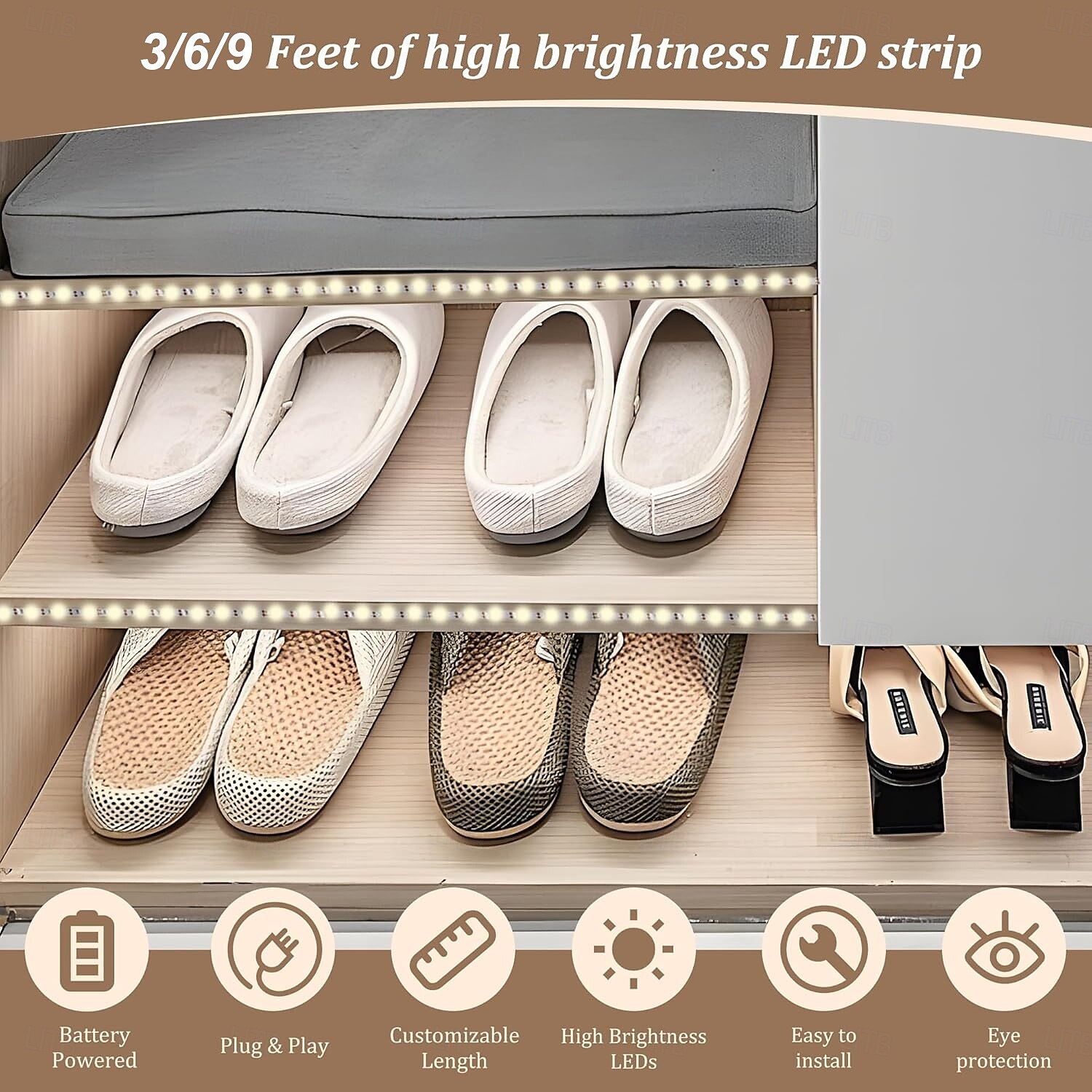 usb led fénycsík fehér elemtartóval (akkumulátor nélkül), 1-3m led fehér csíkos lámpa vágható led hálószobába tükrök bulik kemping születésnap karácsony 2025 - $11.49 –P10