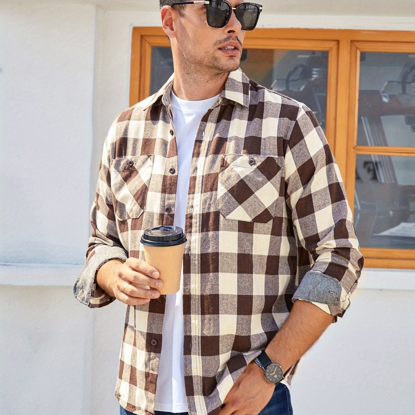 Per uomo Camicia Camicia di flanella Sovracamicia A quadri Esterno Strada Nero Bianco Rosso Blu marino Manica lunga Colletto Primavera & Autunno Abbigliamento del 2025 a $30.99 –P6