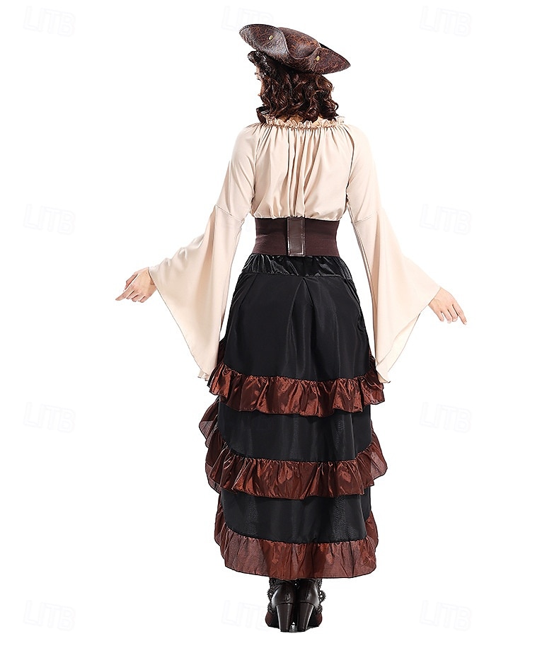 Retro Antiguo Medieval Renacimiento Accesorios Pirata Vikingo Mujer Pirata Fantasía Steampunk Víspera de Todos los Santos Carnaval Fiesta LARP Feria Ren Adulto Cima Falda Sombrero 2025 - $60.99 –P9