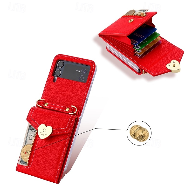 teléfono Funda Para Z Flip 6 Z Flip 5 Z Flip 4 Z Flip 3 Funda Trasera con Soporte Cremallera con cordón Retro TPU Cuero de PU 2025 - $23.99 –P2