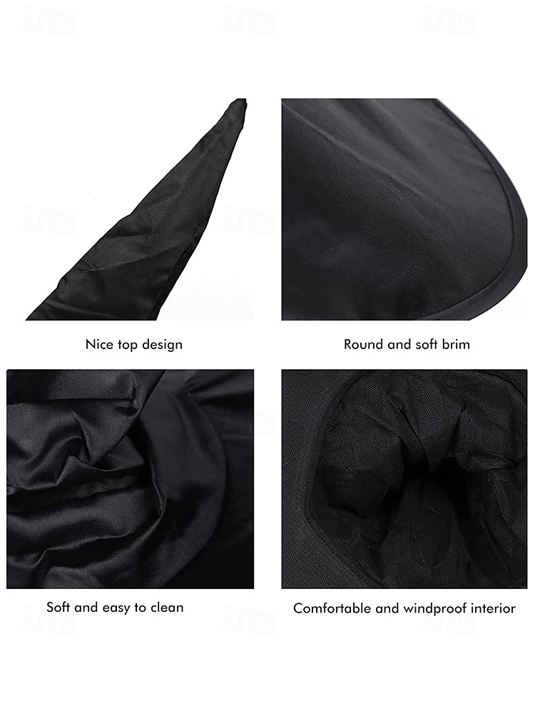 Women's Black Witch Hat with Wide Brim and Pointed Top, Halloween Costume Accessory for Parties and Cosplay 2025 - $11.99 –P5