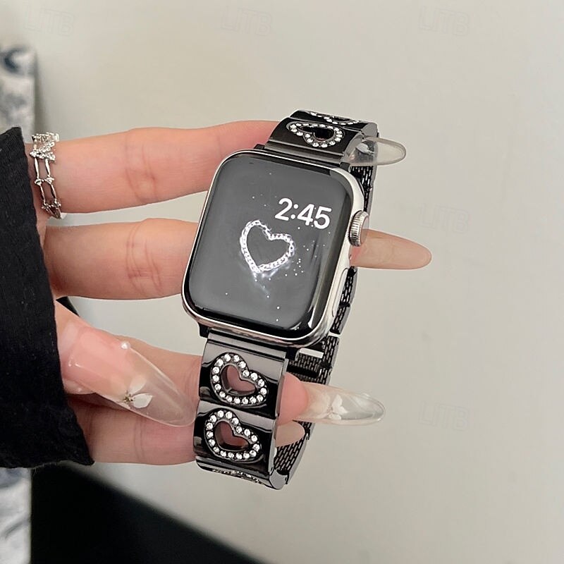 2025年 Solo Loop と互換性があります Apple Watch ウォッチバンド 38mm 40mm 41mm 42mm 44mm 45mm 49mm 女性 グリッター素材 ブリンブリンダイヤモンド 合金 交換用時計バンド のために iwatch Ultra 2 Series 9 8 7 SE 6 5 4 3 2 1  コレクション – $23.99 –P11