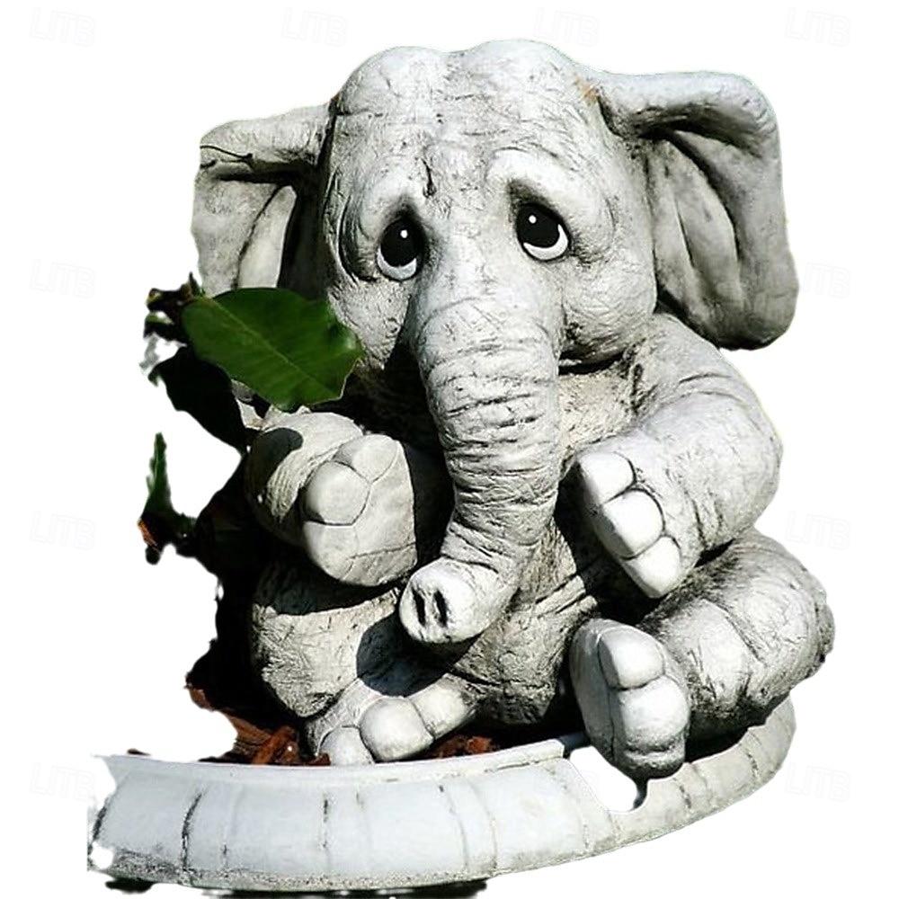 Elephant Figurine Ornament - Resin Animal Garden Statue for Outdoor, Patio, Home Decor - Versatile Hanging Attachment for All Season Celebrations Including Christmas, Halloween, Easter 2025 - $18.99 –P5