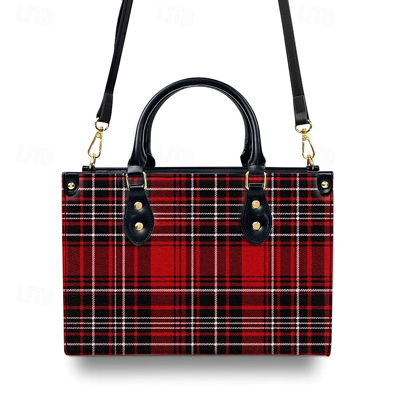 damhandväska i röd tartan med justerbar rem – snygg crossbody-väska för vardags- och kontorsbruk 2025 - $46.99 –P2