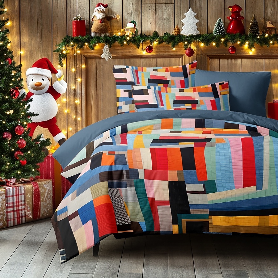 Christmas Duvet Cover Set with Festive Stripe Pattern Cozy Christmas Comforter Set Full Holiday Bedding Includes Duvet Cover and Pillowcases Perfect for Adding Seasonal Cheer to Your Bedroom 2025 - $60.99 –P8