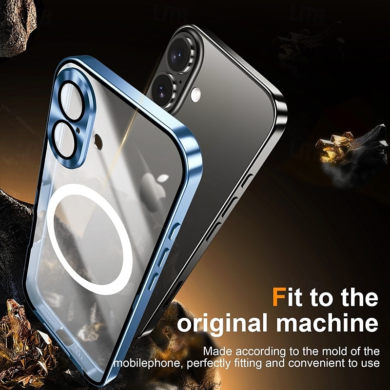 Phone Case For iPhone 16 Pro Max iPhone 15 Pro Max iPhone 14 Pro Max iPhone 13 Pro Max Magnetic Adsorption With Magsafe Camera Lens Protector Support Wireless Charging Shockproof Acrylic Aluminum 2025 - $28.99 –P8