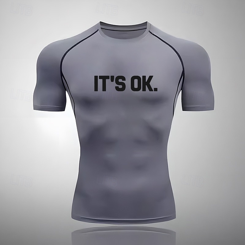 Men's Compression Shirt Athletic Shirt Gym Shirt Fitness Shirt Short Sleeve Tee Tshirt Casual Athleisure Breathable Quick Dry Soft Gym Workout Running Walking Sportswear Activewear Black White Red 2025 - $15.49 –P12
