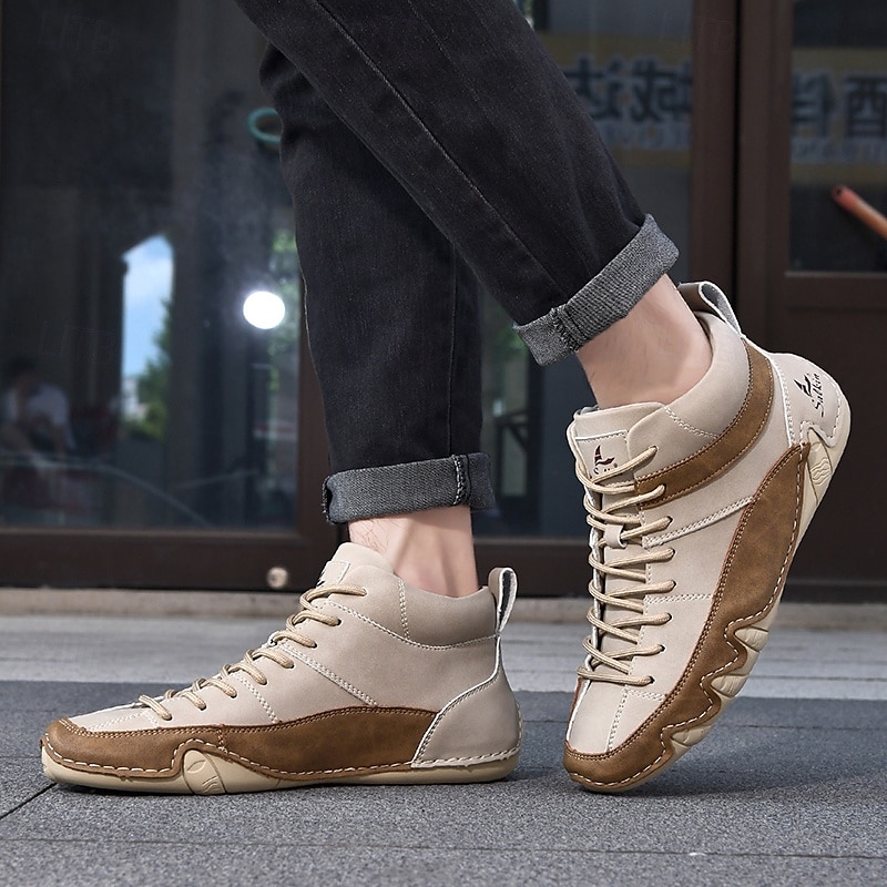 sneakers casual alte con lacci leggere da uomo – comode in finta pelle scamosciata e design in pelle per l'uso quotidiano e all'aperto del 2025 a $46.99 –P4