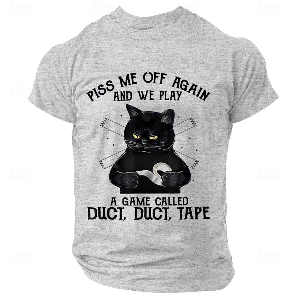 Herrs Roliga Katt T-shirt - 'Pissa Mig Inte Off Duct Duct Tape' Pun Grafisk Tee 2026 - $17.49 –P3