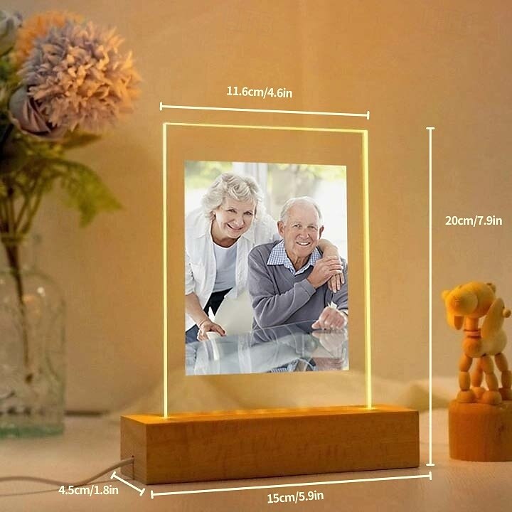 Personalized Light Up Photo Frame Custom Valentines Acrylic Night Light USB Powered Perfect for Valentin's Day Parents Memorial Gifts for Family Father Mother 2025 - $15.49 –P6