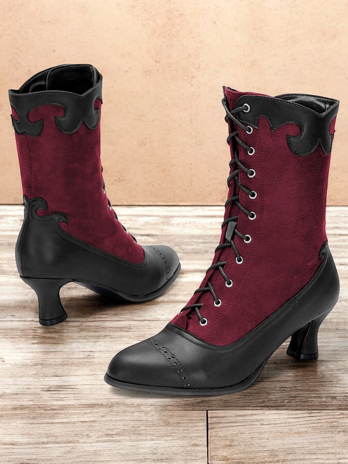 női viktoriánus vintage zöld fűzős csizma csipkés szegéllyel és brogue részletekkel - elegáns magas sarkú cipő cosplay, steampunk és retro ruhákhoz 2025 - $54.99 –P1