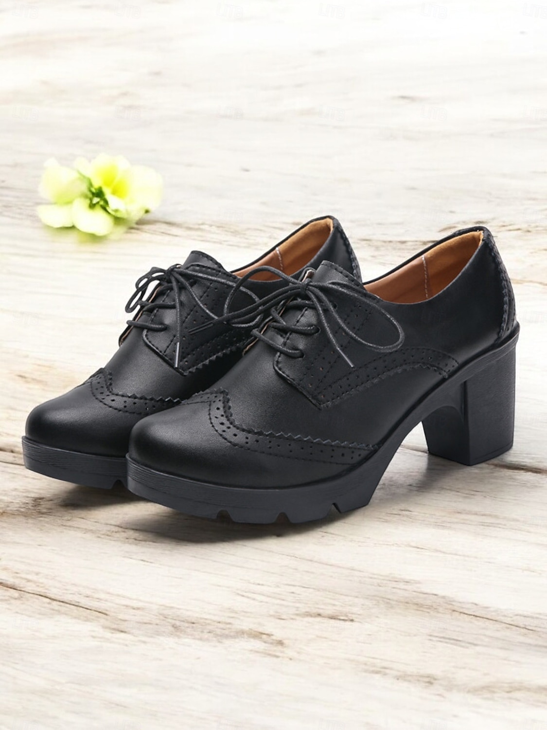 női világoskék fűzős brogue vaskos sarkú oxford cipő – vintage ihletésű platformsarkú hétköznapi és irodai viselethez 2025 - $54.99 –P7