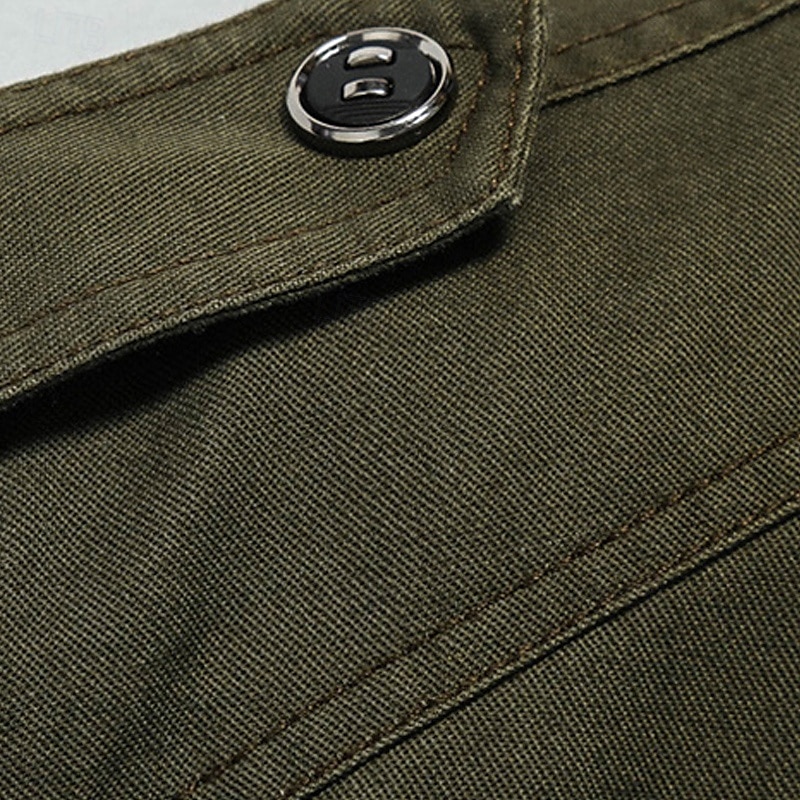 Herren Einsatzjacke übergangsjacke Ausgehen Windjacke Tasche Ganzjahres Einfach Klassisch Stehkragen Regulär Schwarz Khaki Armeegrün Jacken 2025 - $54.99 –P6