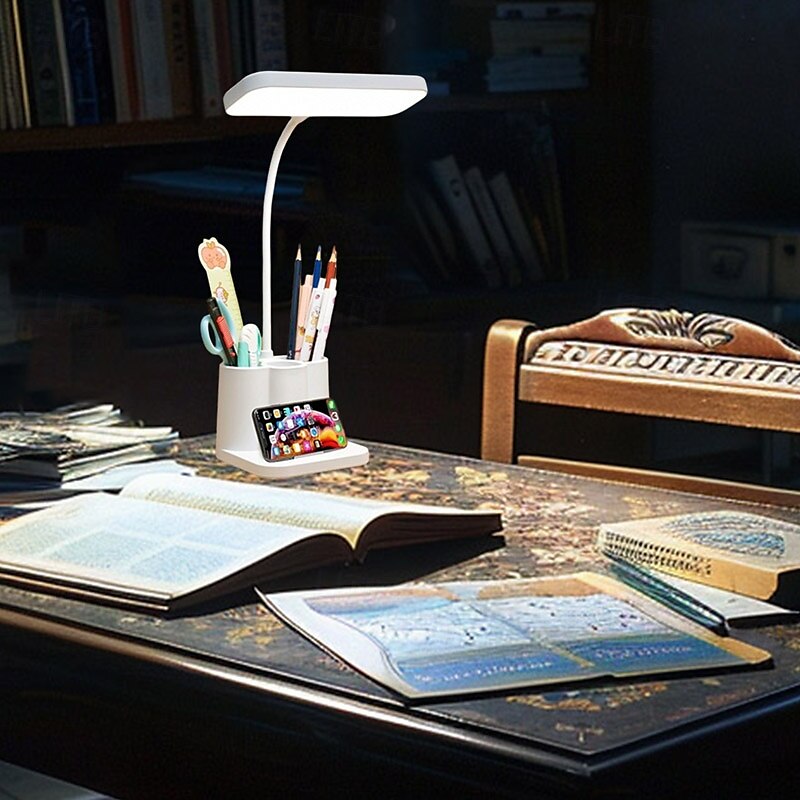 lámpara de escritorio led lámpara de estudio flexible con portalápices lámpara de escritorio led con soporte táctil regulable led lámpara de escritorio lámpara de lectura creativa inteligente 2025 - $28.99 –P4