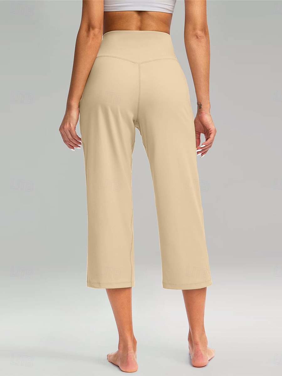 Femme Ample Chino Style classique Mollet Taille haute Plein Poche Confortable Doux Micro-élastique Yoga Casual Noir Blanche Abricot Café Printemps & Automne Standard de 2025 ? $22.99 –P2