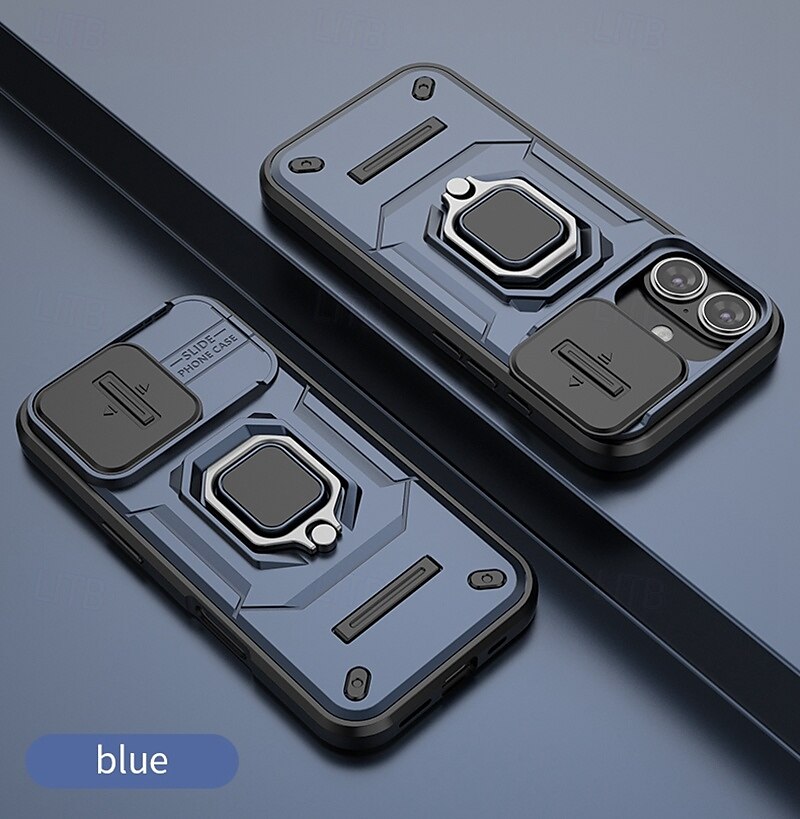 Phone Case For iPhone 16 Pro Max iPhone 15 Pro Max iPhone 14 Pro Max iPhone 13 Pro Max Back Cover Ring Holder Shockproof TPU PC Metal 2025 - $14.99 –P15