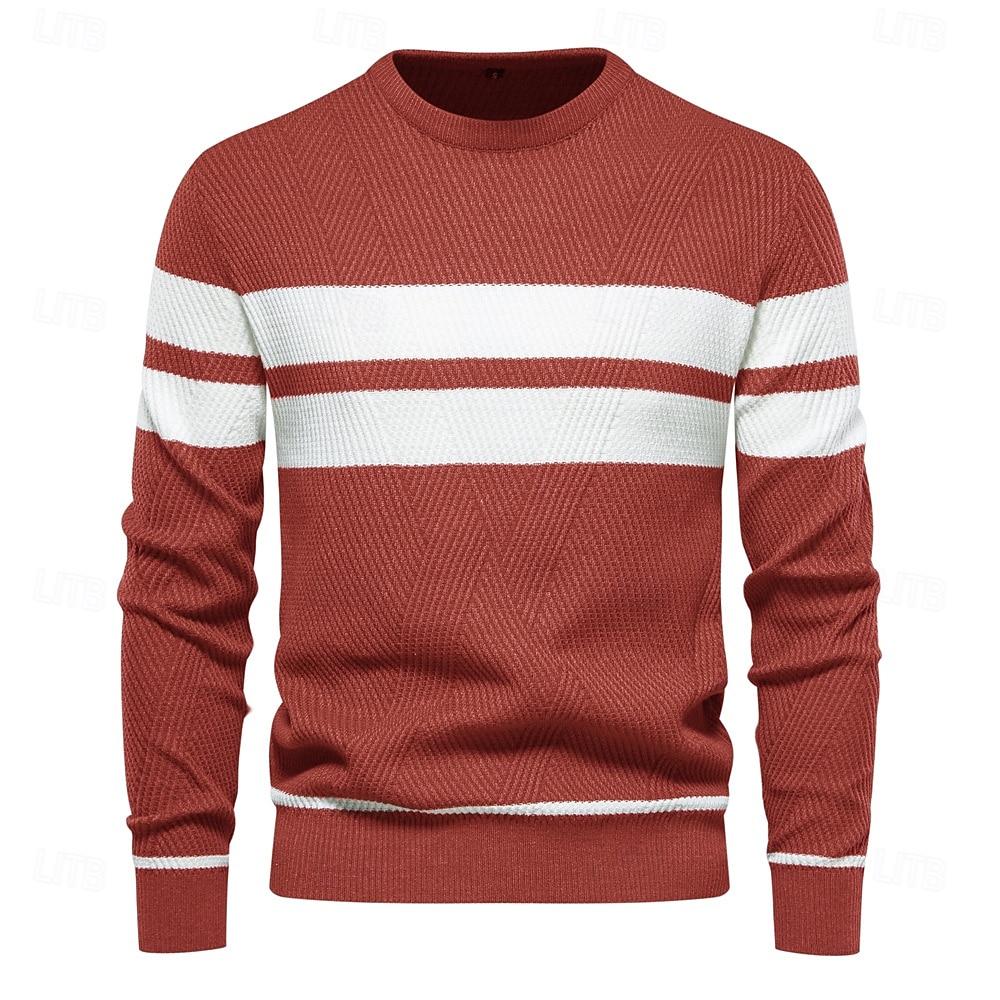 nieuwe herfsttrui herentrui o-hals patchwork lange mouw warme slanke truien heren casual mode trui herenkleding 2025 - $26.99 –P10