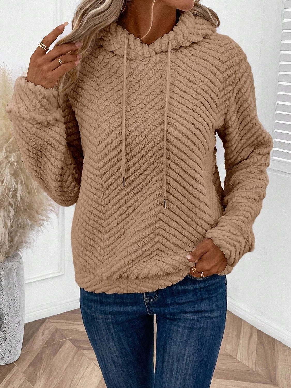 női blúz stílusos modern, hosszú ujjú normál felsők napi munka khaki tavasz ősz tél 2025 - $44.99 –P1