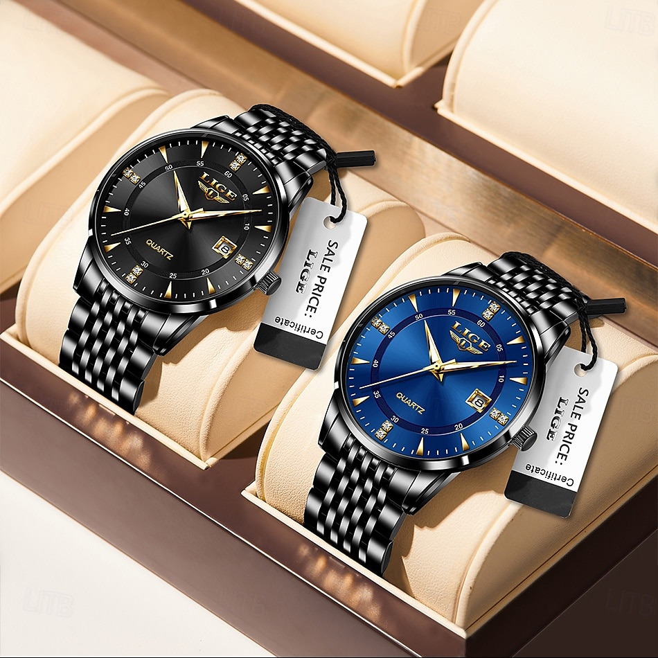 LIGE Men Quartz Watch Minimalist Calendar Stainless Steel Watch 2025 - $27.99 –P14