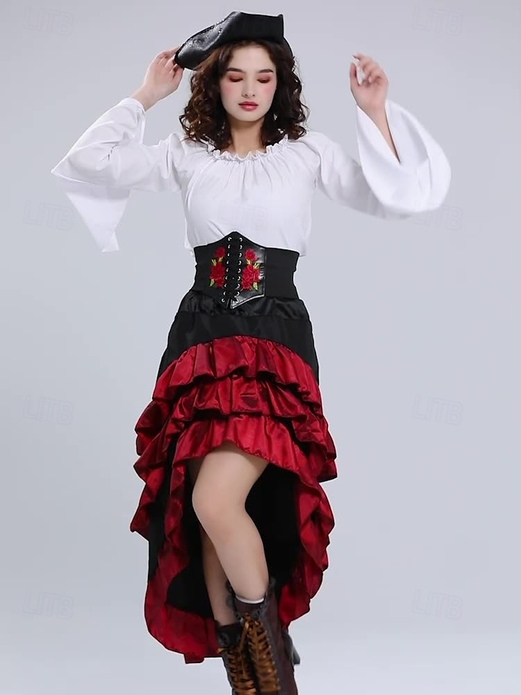 Retro Antiguo Medieval Renacimiento Accesorios Pirata Vikingo Mujer Pirata Fantasía Steampunk Víspera de Todos los Santos Carnaval Fiesta LARP Feria Ren Adulto Cima Falda Sombrero 2025 - $60.99 –P6