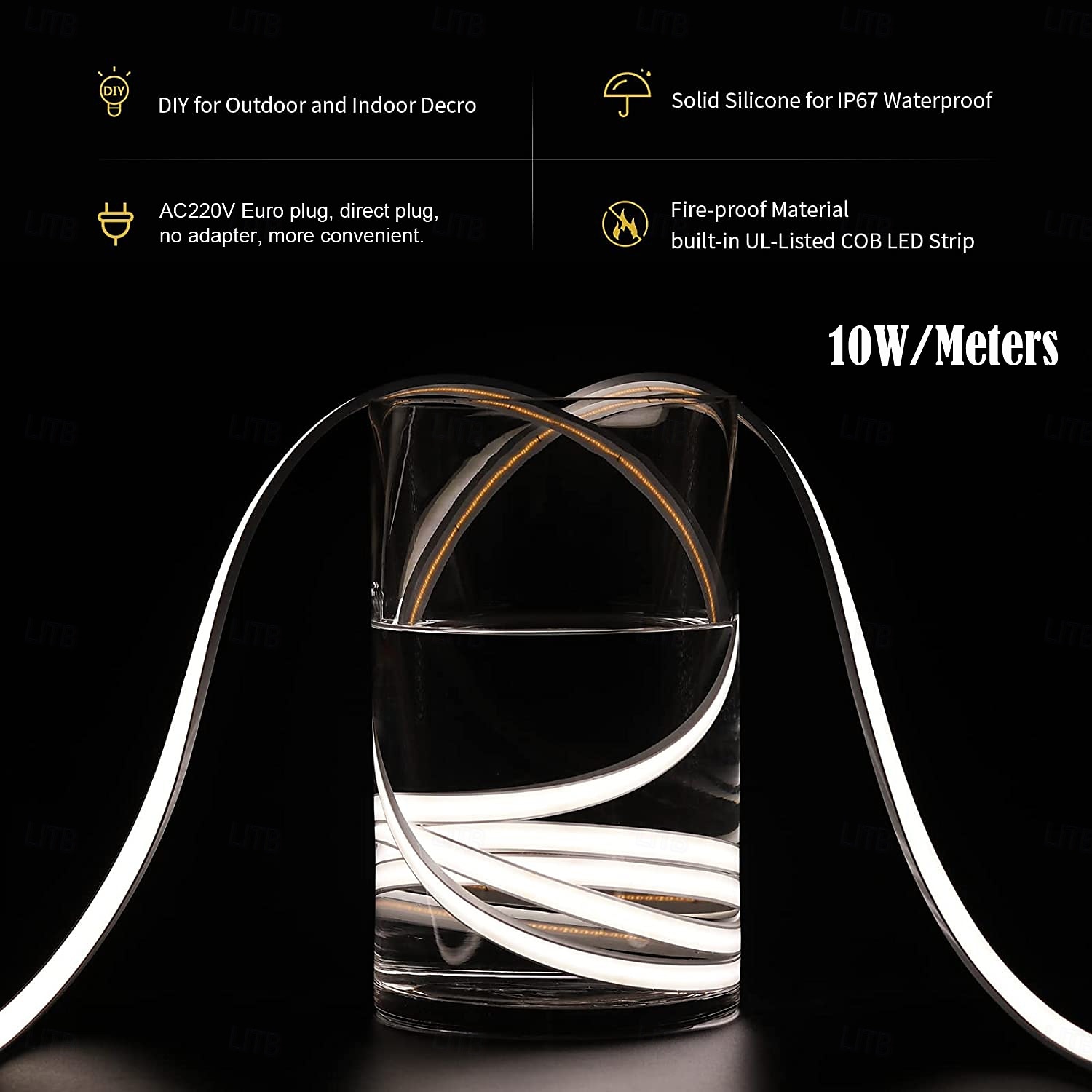 COB LED Light Strip 5-50 Meters Waterproof, Super Bright, Flexible Tape with EU/US Plug 288 LED/m Flexible Strip Light for Bedroom Indoor & Outdoor 2026 - $30.99 –P7