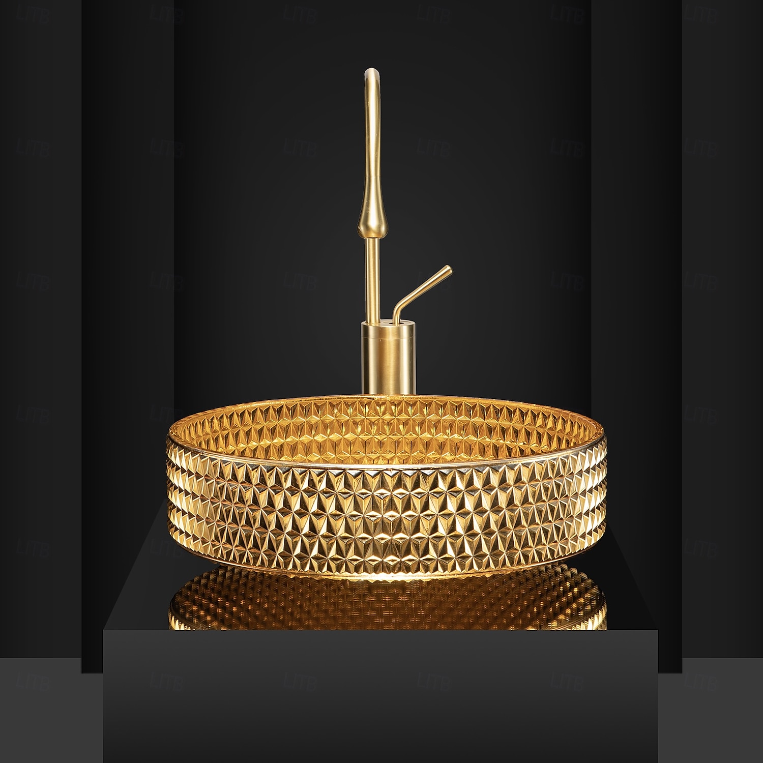 Combinación de lavabo de baño redondo, lavabo de baño de vidrio enchapado contemporáneo y grifo de cascada con acabado cromado 2025 - $647.99 –P1