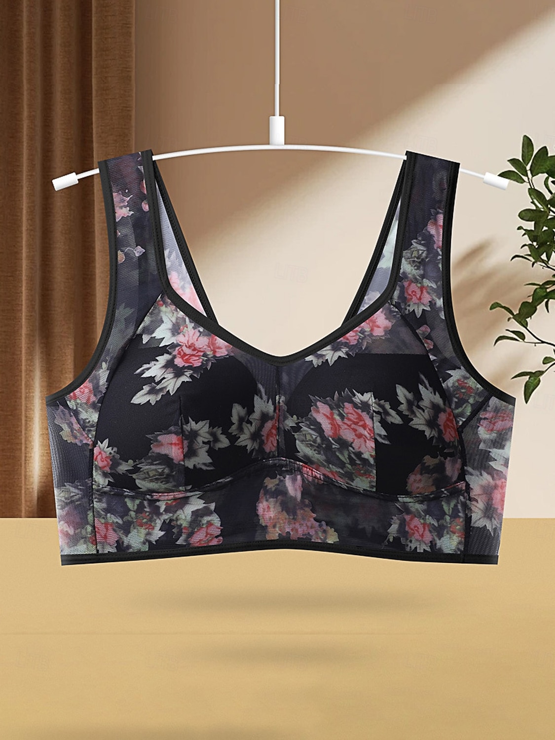 sutiã feminino de malha com estampa floral sutiã gráfico sem aro sem enchimento cobertura total sutiã moldado sólido para o dia a dia roupas para casa de 2025 por $14.99 –P10