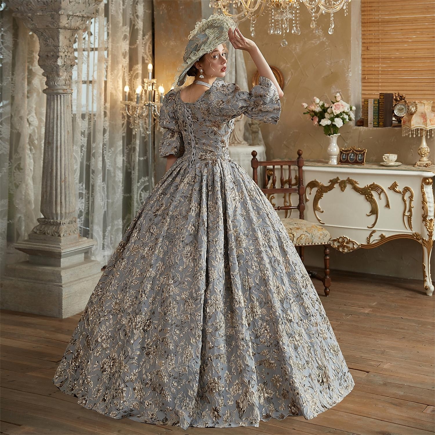 Rokoko Viktoria Tarzı Retro Šaty Cosplay Paruky Kostým na Večírek Princeznovské Shakespeare Pevná barva Plesové šaty Dámské Královský Vánoce předvečer Všech svatých Karneval Párty Večerní oslava 2025 - $251.19 –P5