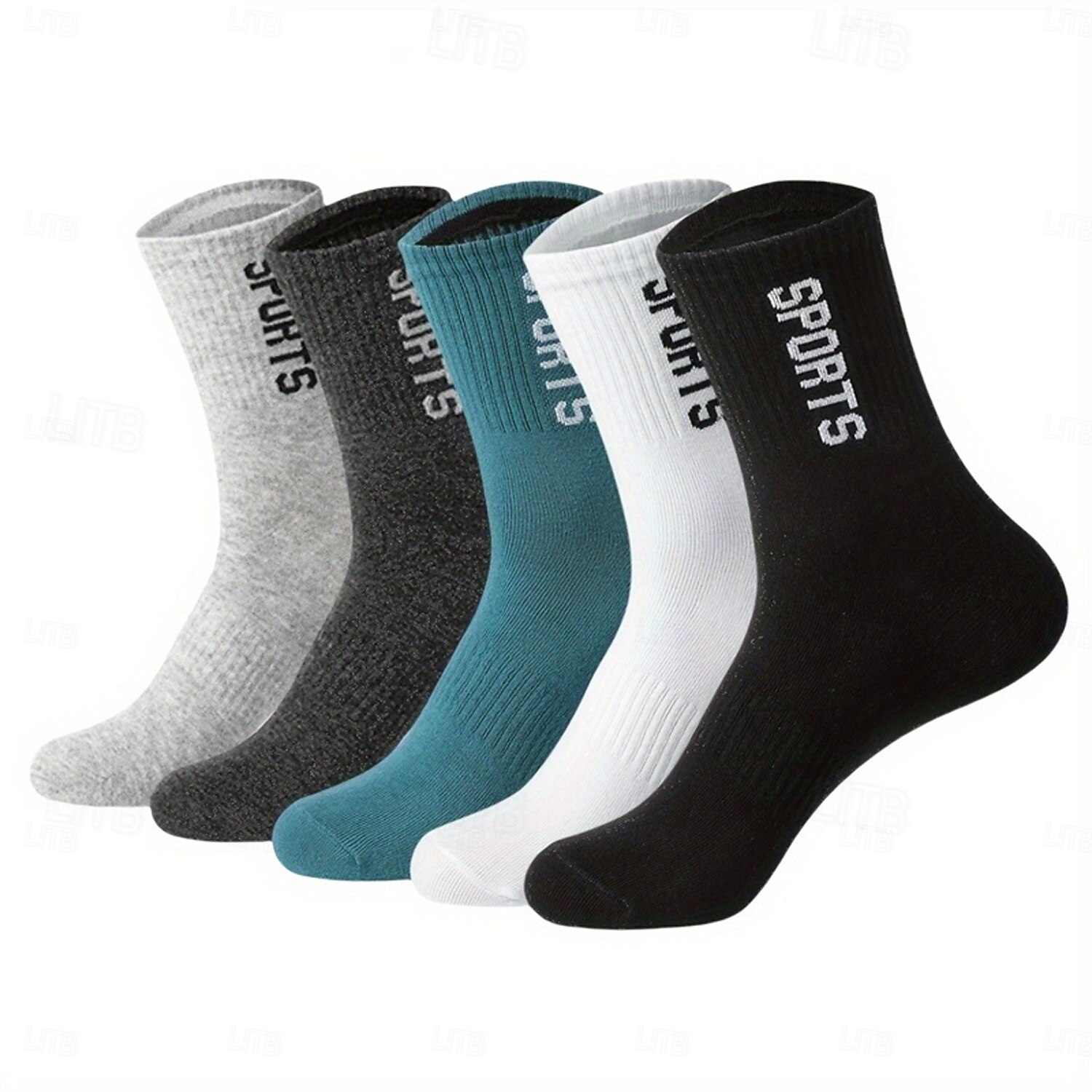 Hombre 5 pares Paquetes múltiples Calcetín Calcetines para correr Calcetines informales Negro Blanco Color Letra Deporte Diario Vacaciones Básico Medio Primavera Otoño Moda Casual 2025 - $11.49 –P2