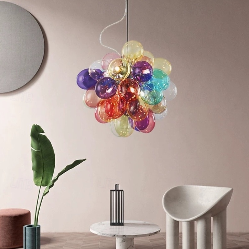 Suspension LED blanc chaud 3/5/8 lumières design moderne Spoutnik G9 globe en verre coloré abat-jour en verre lustre câble réglable plafonnier pour îlot de cuisine chambre à coucher boules à bulles de 2025 ? $449.99 –P2