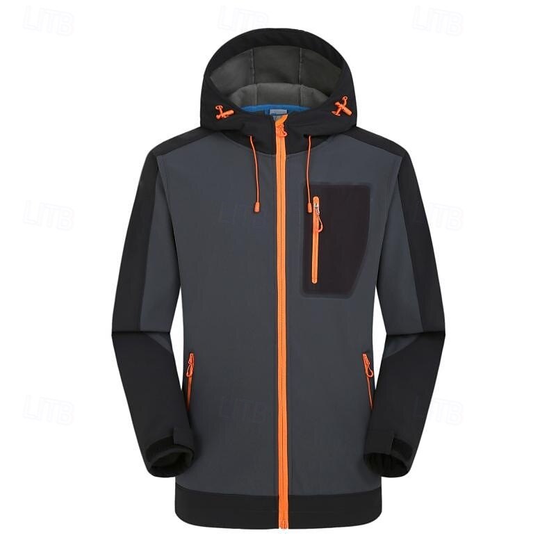 Herren Softshelljacke Wanderjacke Draussen Farbblock Wasserdicht Winddicht Windjacke Reisen Schwarz Rot Marinenblau Königsblau Grau 2025 - $63.99 –P3