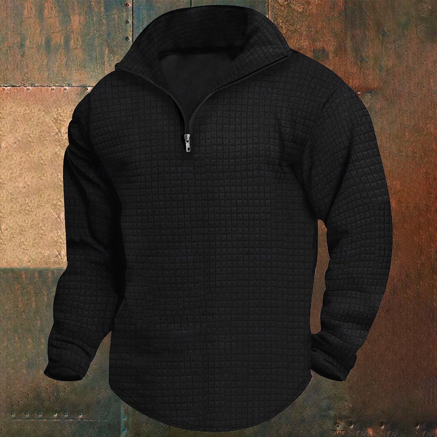 Pánské Mikina Waffle mikina Čtvrtletní mikina na zip Černá Bílá Fialová Armádní zelená Khaki Poloviční zip Bez vzoru Rýhovaný Čtvrtletní zip S texturou Vánoce Denní Dovolená netisknutelný Polyester 2025 - $23.99 –P3