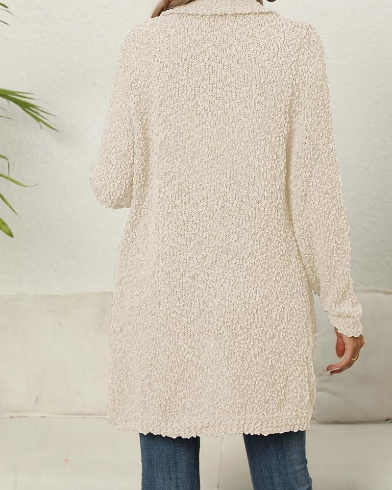 Damen Strickjacke Elegant Modisch Täglich Feste Farbe Öffnung vorne Strick Textur Langarm Lange Oberteile Stricken Arbeit Grün Dunkelviolett Herbst Winter 2025 - $77.99 –P2