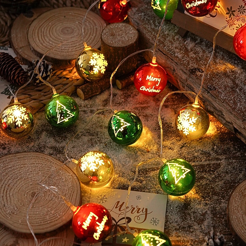 Guirnalda de luces LED de Navidad con forma de estrella, 1,5 m, 10 ledes, funciona con pilas, para árbol de Navidad, bolas redondas, para Navidad, Año Nuevo, bodas, fiestas, hogar, ventana, jardín, 2025 - $12.49 –P5